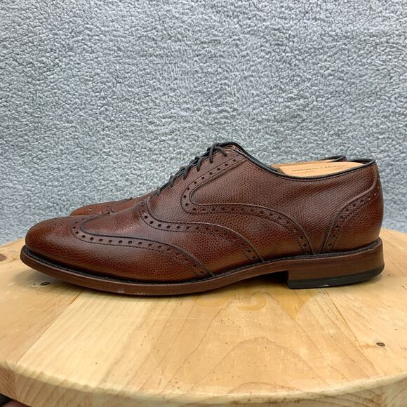 Allen Edmonds McClain Mens Size 9 Shoes Leather Wingtip Brogue Oxfords Brown - Picture 3 of 9